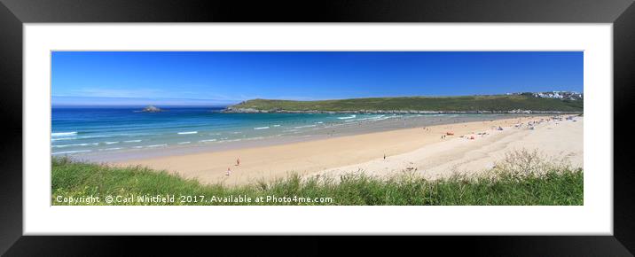 Crantock Bay in Cornwall, Panoramic Framed Mounted Print by Carl Whitfield