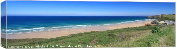 Watergate Bay in Cornwall, Panoramic. Canvas Print by Carl Whitfield