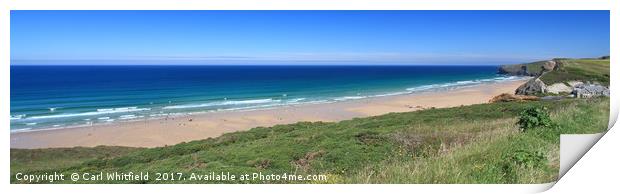 Watergate Bay in Cornwall, Panoramic. Print by Carl Whitfield