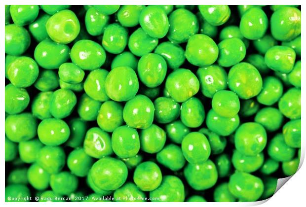 Pile Of Fresh Green Peas Top View Print by Radu Bercan