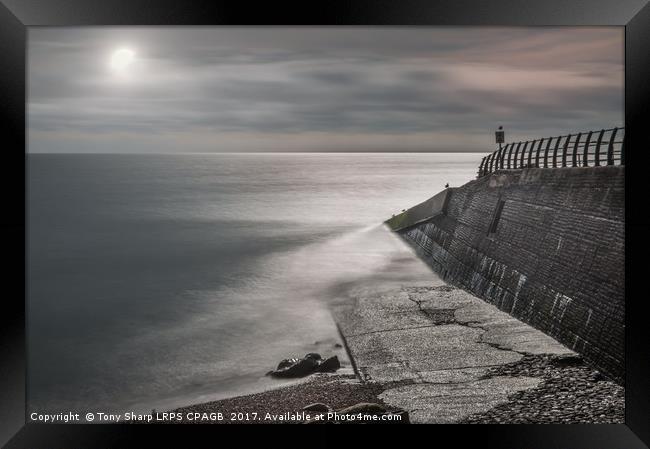 Hastings' Sea Wall Lit by the Moon Framed Print by Tony Sharp LRPS CPAGB