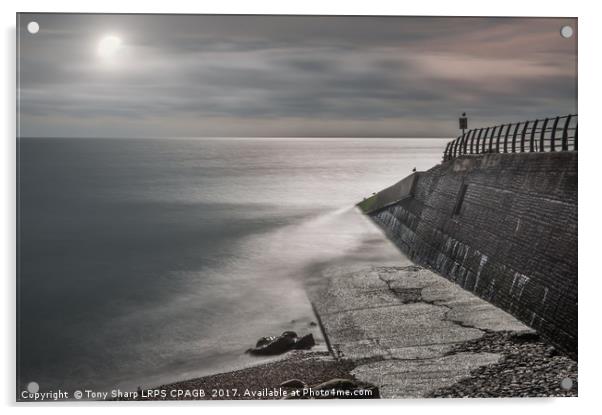 Hastings' Sea Wall Lit by the Moon Acrylic by Tony Sharp LRPS CPAGB