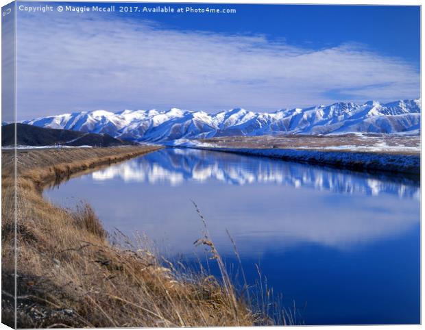 Pukaki Canal, Canterbury, New Zealand Canvas Print by Maggie McCall