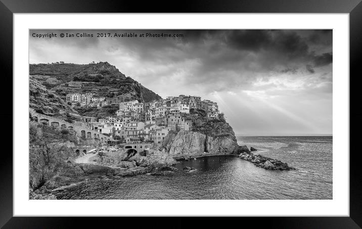 Manarola in Black and White, Italy Framed Mounted Print by Ian Collins