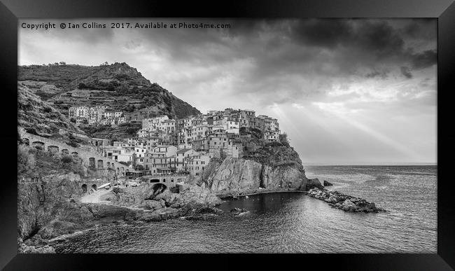 Manarola in Black and White, Italy Framed Print by Ian Collins