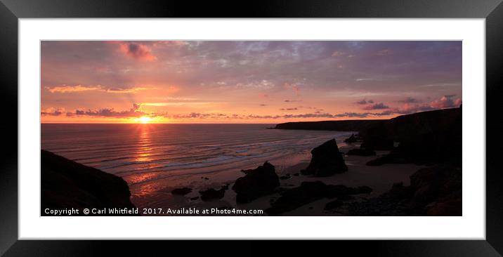 Sunset at Bedruthan Steps Panoramic Framed Mounted Print by Carl Whitfield