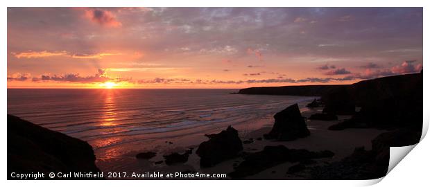 Sunset at Bedruthan Steps Panoramic Print by Carl Whitfield