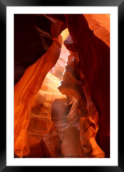 A Canyon Sculptured By Water - The Antelope Canyon Framed Mounted Print by Christiane Schulze
