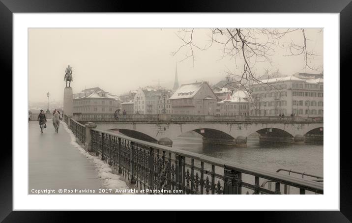 Zurich Bridge in Winter  Framed Mounted Print by Rob Hawkins