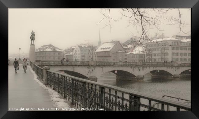 Zurich Bridge in Winter  Framed Print by Rob Hawkins