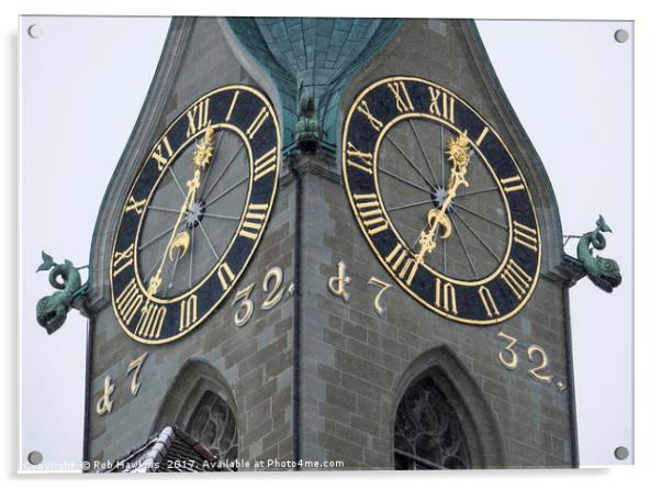 Zurich Clock  Acrylic by Rob Hawkins
