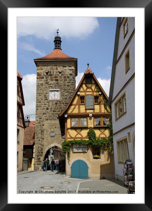 Ploenlein With Sieberstower Rothenburg ob der Taub Framed Mounted Print by Christiane Schulze