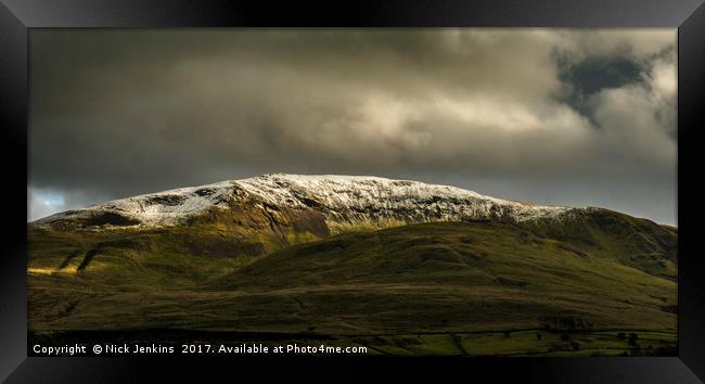 Snow Capped Clough Head  Framed Print by Nick Jenkins