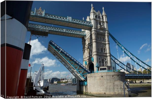 Tower bridge opens for the Waverley Canvas Print by David Portwain