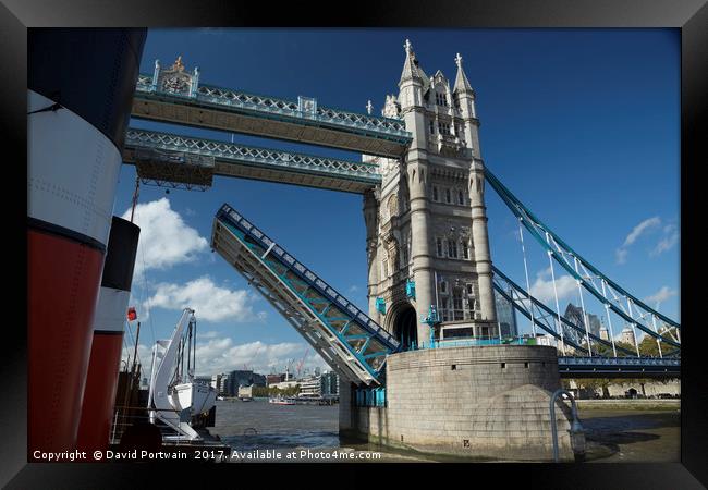 Tower bridge opens for the Waverley Framed Print by David Portwain