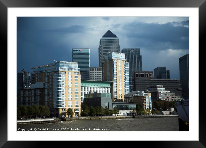 Canary Wharf London Framed Mounted Print by David Portwain