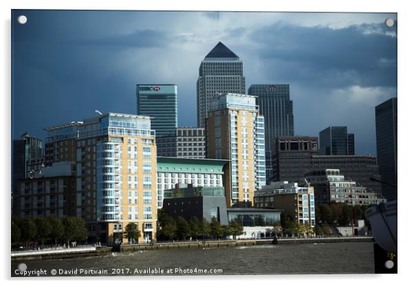 Canary Wharf London Acrylic by David Portwain