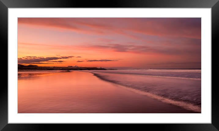 Red Sky at Bamburgh Beach Framed Mounted Print by Naylor's Photography