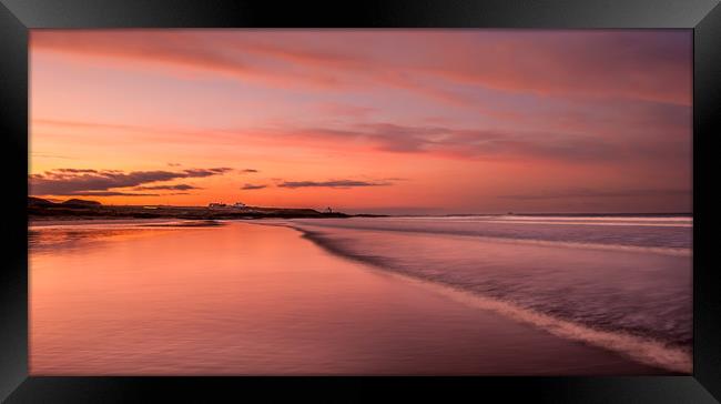 Red Sky at Bamburgh Beach Framed Print by Naylor's Photography