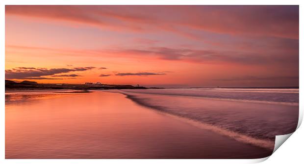 Red Sky at Bamburgh Beach Print by Naylor's Photography