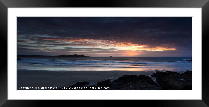 Sundown at Polzeath Panoramic. Framed Mounted Print by Carl Whitfield