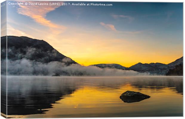 Misty Ullswater Sunrise Canvas Print by David Lewins (LRPS)