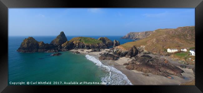 Kynance Cove in Cornwall, Panoramic. Framed Print by Carl Whitfield