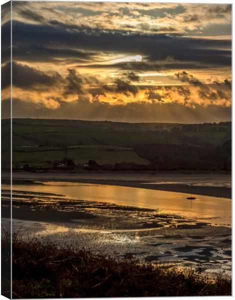 Gwbert Sunset, Ceredigion, Wales, UK Canvas Print by Mark Llewellyn