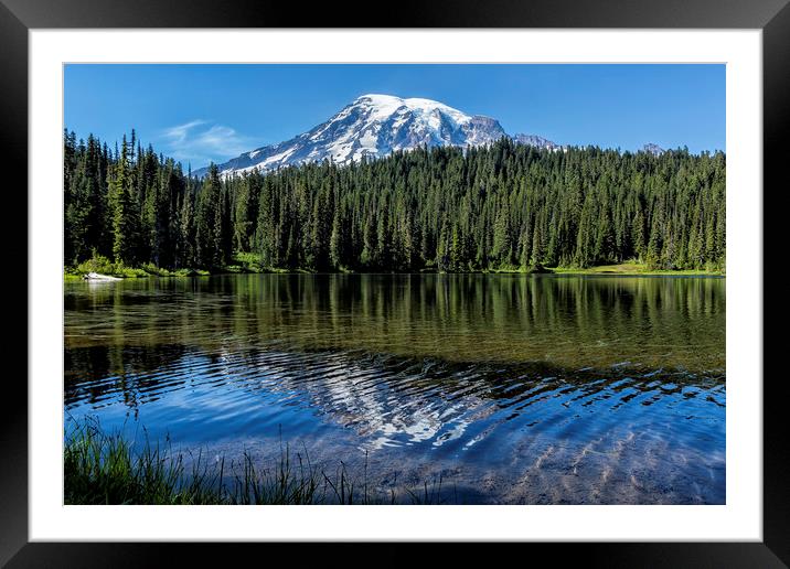 Ripples and Reflection, Mt Rainier  Framed Mounted Print by Belinda Greb