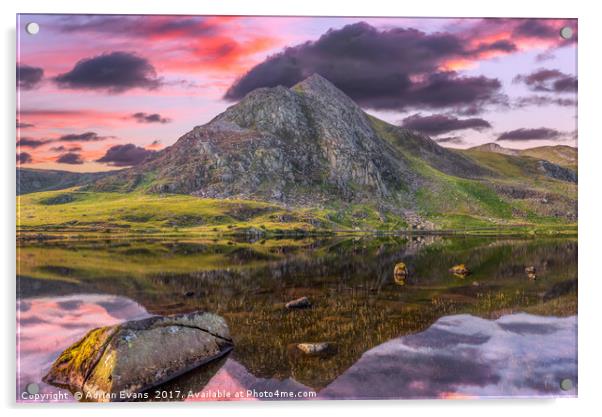 Tryfan Mountain Sunset Acrylic by Adrian Evans