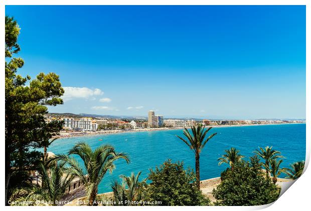 Panoramic View Of Peniscola City Holiday Beach Res Print by Radu Bercan