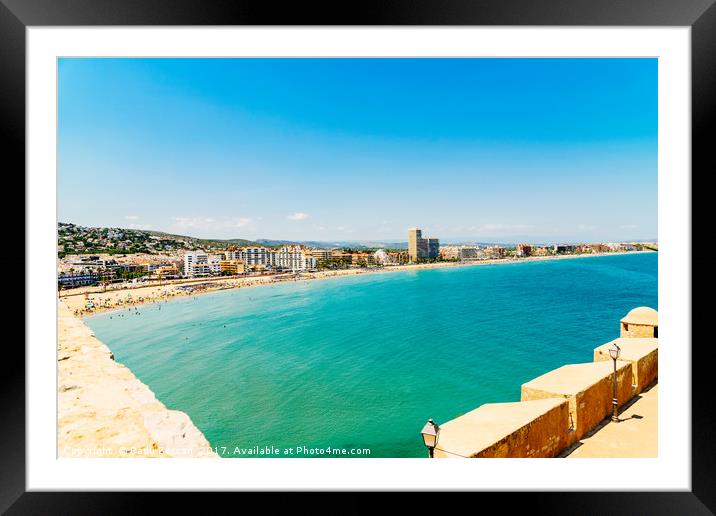 Panoramic Skyline View Of Peniscola City Beach Res Framed Mounted Print by Radu Bercan