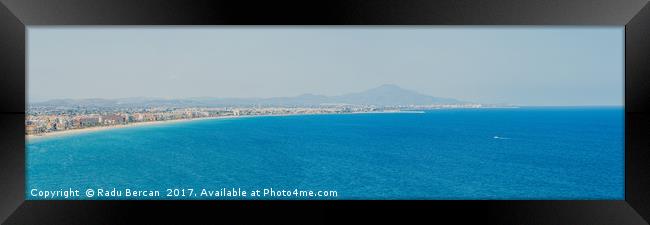 Aerial Panoramic View Of Peniscola City In Spain Framed Print by Radu Bercan