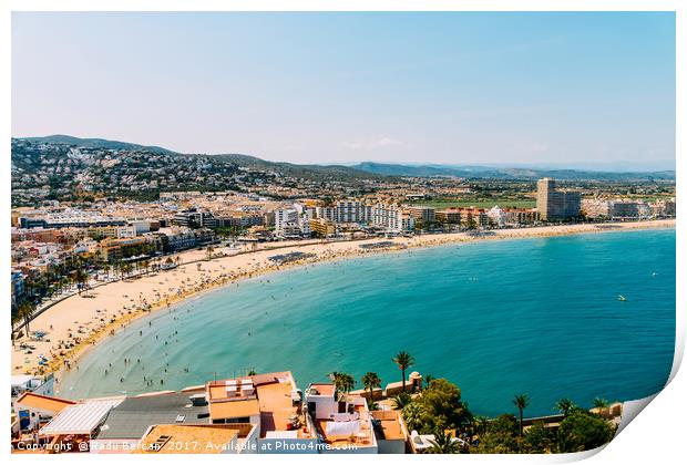 Aerial Panoramic View Of Peniscola City In Spain Print by Radu Bercan