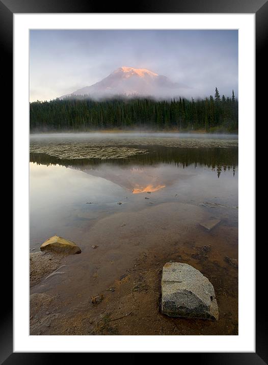 Misty Alpenglow Framed Mounted Print by Mike Dawson