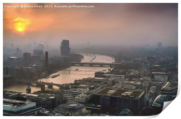 The Mists of a London Sunset Print by E J T Photography
