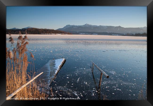 Dusk Light on Frozen Lake Rieg Framed Print by Kasia Design