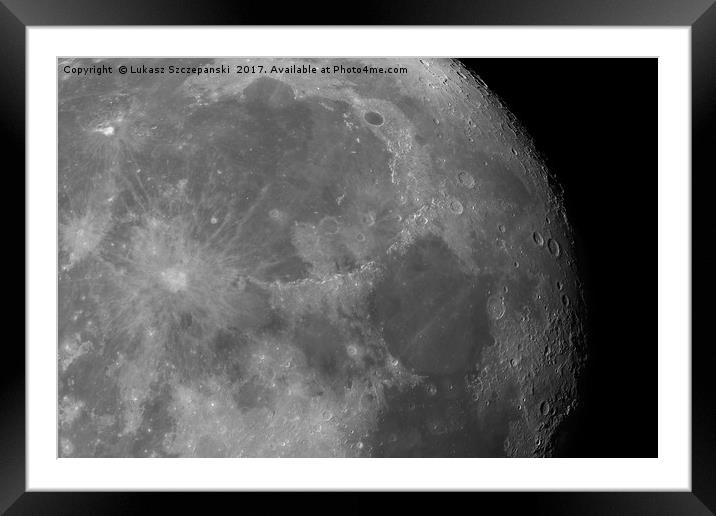 Close-up of the Moon surface Framed Mounted Print by Łukasz Szczepański