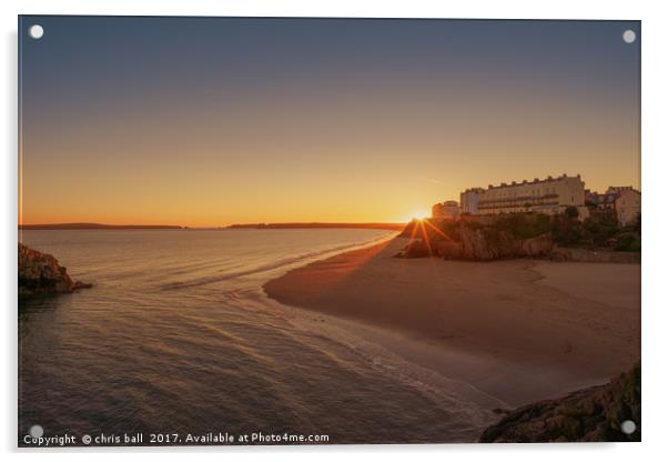 Tenby South Beach Sunset Acrylic by chris ball