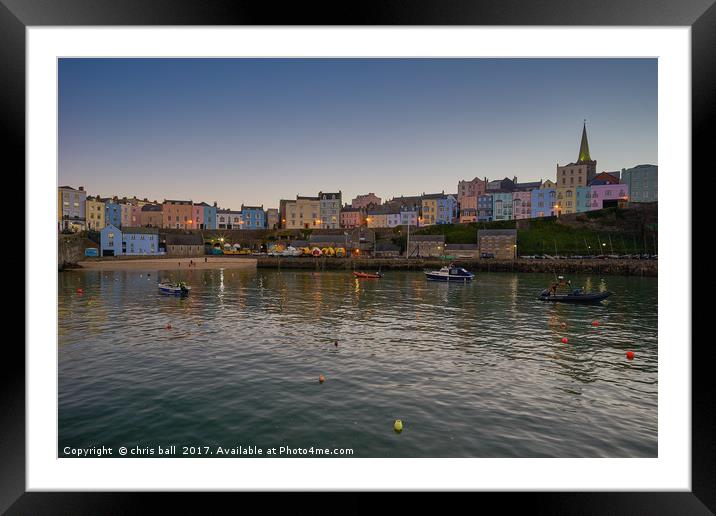 Tenby Harbour at Sunset Framed Mounted Print by chris ball