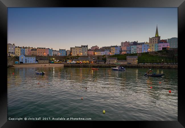 Tenby Harbour at Sunset Framed Print by chris ball