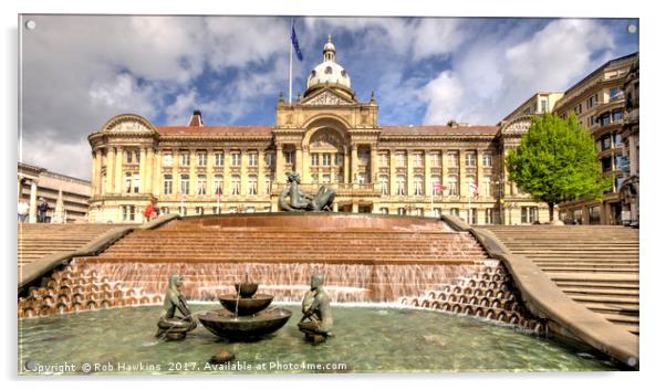 Birmingham City  Town Hall  Acrylic by Rob Hawkins