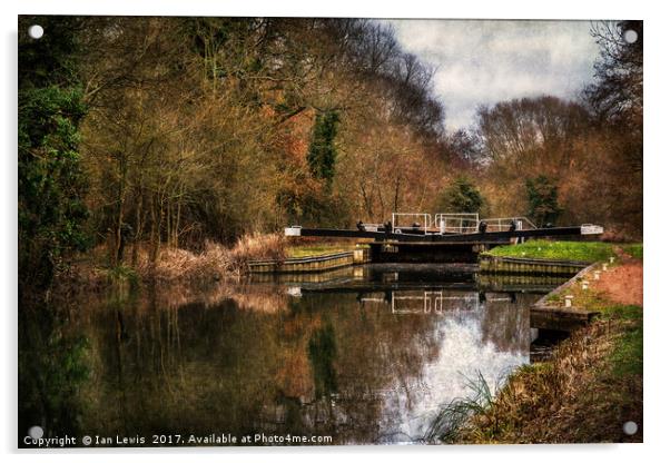 Above Sulhamstead Lock On The K&A Acrylic by Ian Lewis