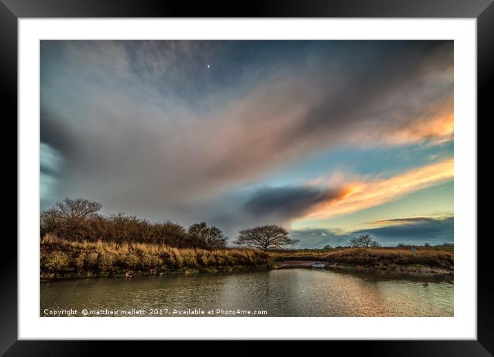 Moon And Storm Over Essex Backwaters Framed Mounted Print by matthew  mallett