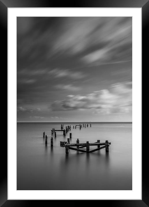 Swanage Old Pier Black & White Framed Mounted Print by Kevin Browne