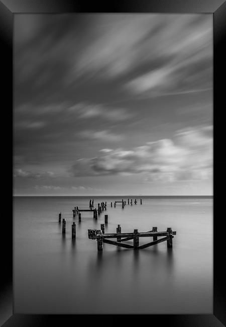 Swanage Old Pier Black & White Framed Print by Kevin Browne