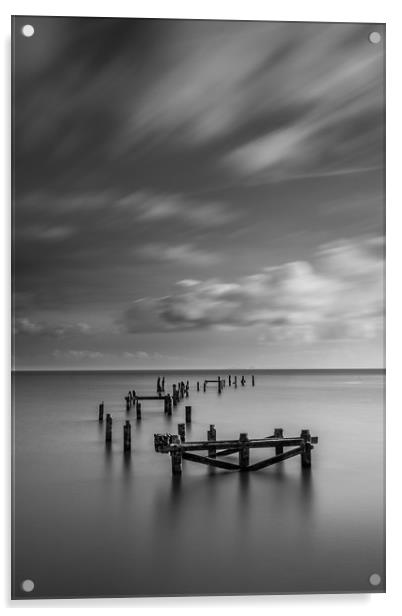 Swanage Old Pier Black & White Acrylic by Kevin Browne