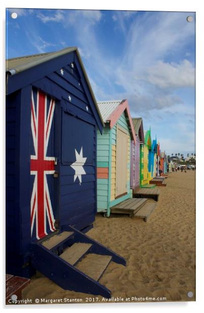 Brighton bathing boxes - Melbourne, Australia.  Acrylic by Margaret Stanton