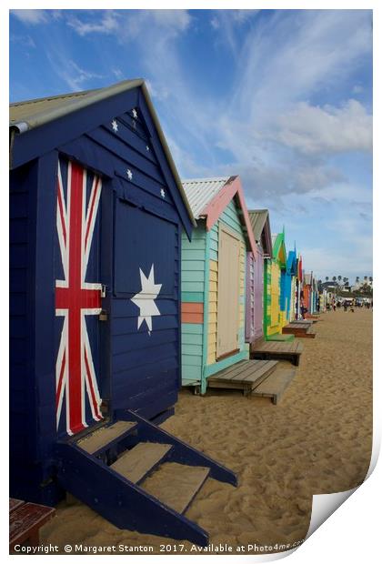 Brighton bathing boxes - Melbourne, Australia.  Print by Margaret Stanton