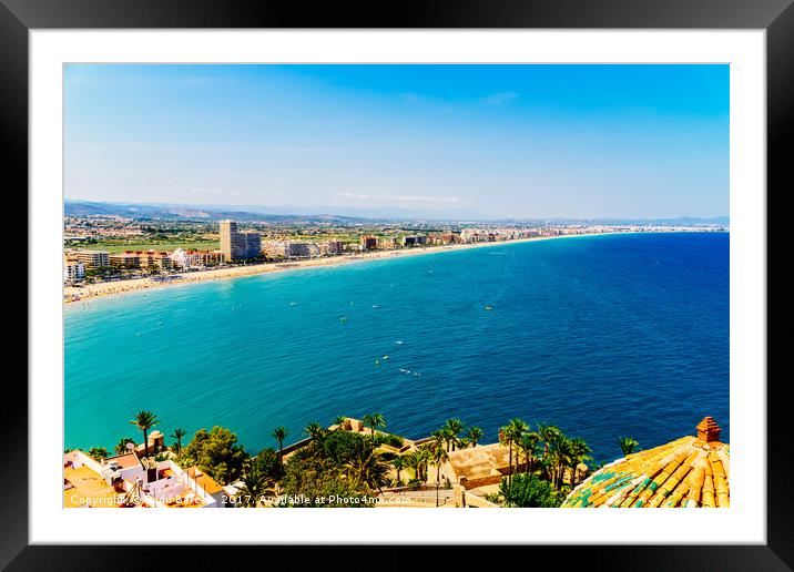 Aerial Panoramic View Of Peniscola City In Spain Framed Mounted Print by Radu Bercan